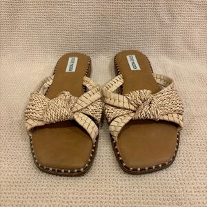 Steve Madden Raffia Woven Knot Slide Sandals Size 8.5